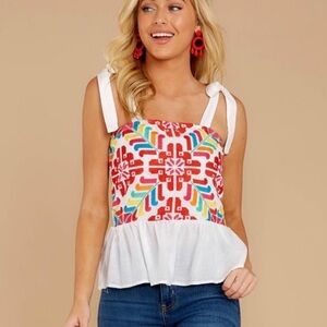 J. Marie | Embroidered Shoulder Tie Top Sz L